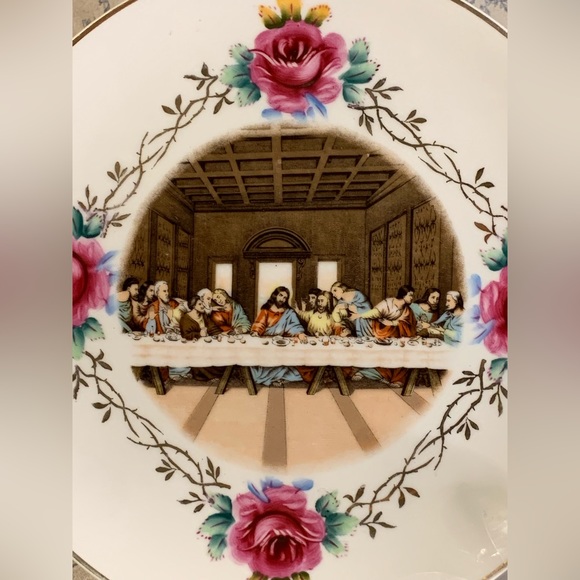 VTG 10" Floral Last Supper Plate - Picture 2 of 6